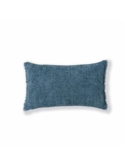 ONSETHOMES - Prussian Blue Handwoven Cotton Blend Cushion Cover (12 x 20 inches)