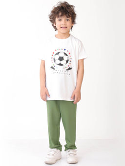 ANTHRILO - White Printed T-Shirt and Joggers (Set of 2)