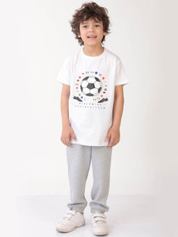 ANTHRILO - White Printed T-Shirt and Joggers (Set of 2)