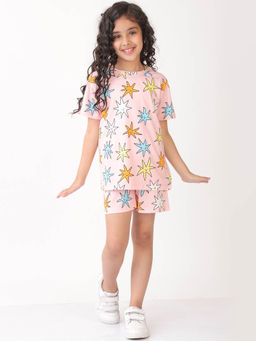 ANTHRILO - Pink Printed T-Shirt and Shorts (Set of 2)