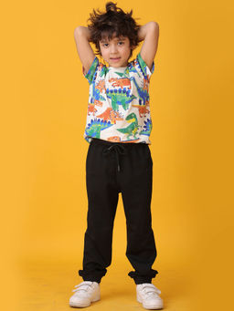 ANTHRILO - White Printed T-Shirt and Joggers (Set of 2)