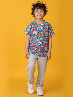 ANTHRILO - Blue Printed T-Shirt and Joggers (Set of 2)