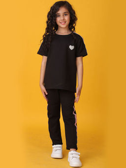 ANTHRILO - Black Solid T-Shirt and Pant (Set of 2)
