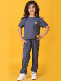 ANTHRILO - Blue Solid T-Shirt and Pant (Set of 2)