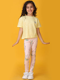 ANTHRILO - Yellow Printed T-Shirt and Leggings (Set of 2)