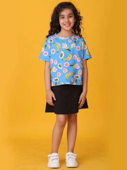 ANTHRILO - Blue Printed T-Shirt and Skirt (Set of 2)