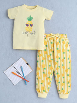 Bumzee - Yellow Printed T-Shirt and Joggers (Set of 2)