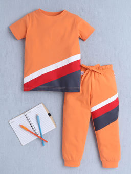 Bumzee - Orange Colorblock T-Shirt and Joggers (Set of 2)