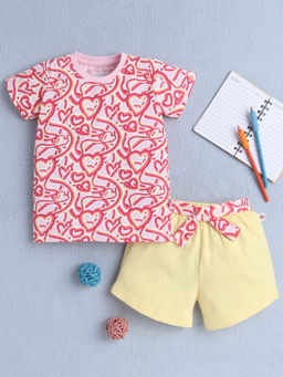 Bumzee - Multi-Color Printed T-Shirt and Shorts with Belt (Set of 3)