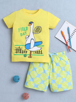 Bumzee - Yellow Printed T-Shirt and Shorts (Set of 2)
