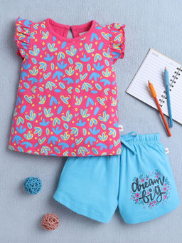 Bumzee - Pink Printed Top and Shorts (Set of 2)