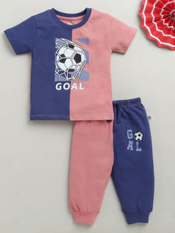 Bumzee - Pink Colorblock T-Shirt and Joggers (Set of 2)