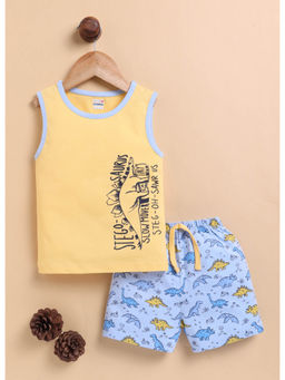 Bumzee - Yellow Printed T-Shirt and Shorts (Set of 2)