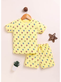 Bumzee - Yellow Printed T-Shirt and Shorts (Set of 2)