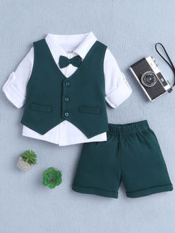 Bumzee - Grey Solid Shirt and Waistcoat with Shorts (Set of 3)