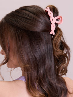 MIXT by Nykaa Fashion - Pink Solid Intertwined Oversized Hair Claw Clip