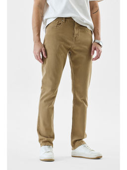 Snitch - Men Tan Washed Slim Casual Jeans