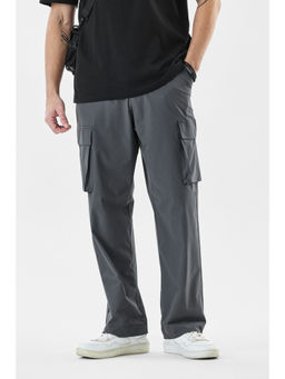 Snitch - Men Grey Solid Regular Casual Cargo Pant