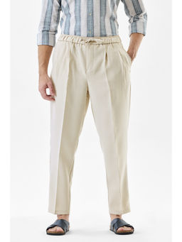 Snitch - Men Beige Solid Regular Casual Trouser