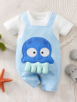 Hopscotch - Blue Pure Cotton Octopus Applique Romper