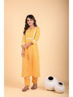 Anastay Clothing - Mustard Yellow Straight Fit Kurta Set (Set of 2)
