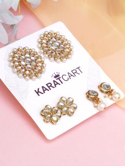 Karatcart - Set of 3 Handcrafted Kundan Earrings Combo for Women