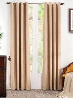 Maspar - Ladder Stripe Cotton Solid Ecru Door Curtain Set of 2