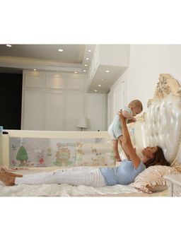 Safe-O-Kid - Beige Printed Metal Side Bed Rail (0-36 Months)