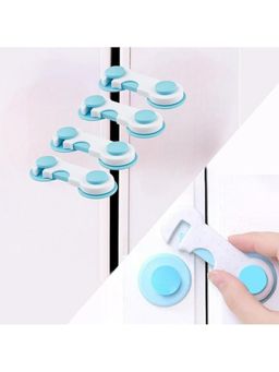 Safe-O-Kid - Blue Printed Plastic Safety Locks (Pack of 4) (0-36 Months)