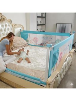 Safe-O-Kid - Blue Printed Metal Side Bed Rails (Pack of 2) (0-36 Months)