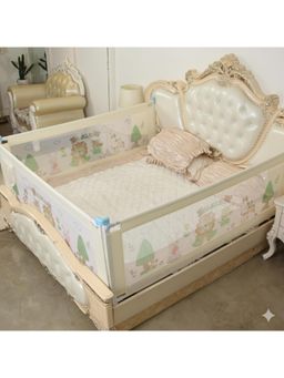 Safe-O-Kid - Beige Printed Metal Side Bed Rails (Pack of 3) (0-36 Months)