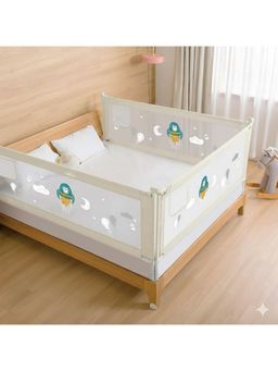 Safe-O-Kid - Beige Printed Metal Side Bed Rails (Pack of 3) (0-36 Months)