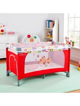 Safe-O-Kid - Red Printed Metal Baby Cot (0-36 Months)