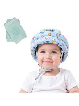 Safe-O-Kid - Blue Printed Cotton Helmet (0-36 Months)