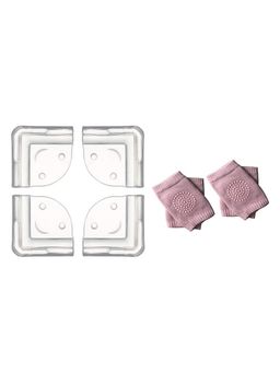 Safe-O-Kid - Pink Printed Fabric Pair of Knee Pads with Corner Guards (0-36 Months)