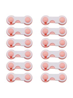 Safe-O-Kid - Pink Printed Plastic Safety Locks (Pack of 12) (0-36 Months)