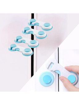 Safe-O-Kid - Blue Printed Plastic Safety Locks (Pack of 4) (0-36 Months)