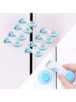 Safe-O-Kid - Blue Printed Plastic Safety Locks (Pack of 8) (0-36 Months)