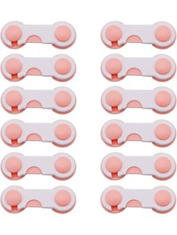 Safe-O-Kid - Pink Printed Plastic Safety Locks (Pack of 12) (0-36 Months)