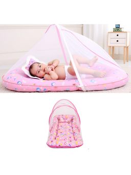 Safe-O-Kid - Pink Printed Fabric Mattress with Pillow (0-36 Months)