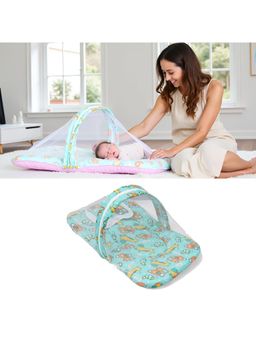 Safe-O-Kid - Green Printed Cotton Mattress with Pillow (0-36 Months)