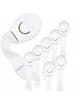 Safe-O-Kid - Pack of 8 Nylon Child Safety Locks for Cabinets & Drawers, Brown (0-36 Months)