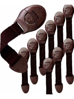 Safe-O-Kid - Brown Printed Plastic Safety Locks (Pack of 10) (0-36 Months)