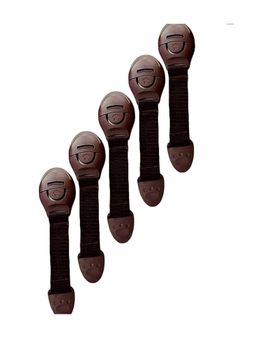 Safe-O-Kid - Pack of 6 Nylon Child Safety Locks for Cabinets & Drawers, Brown (0-36 Months)