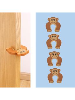 Safe-O-Kid - Brown Printed Silicone Finger Pinch Guard (Pack of 4) (0-36 Months)