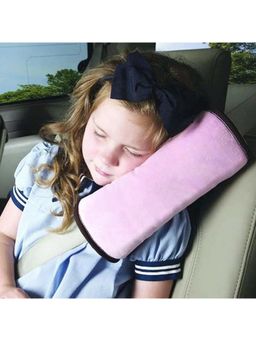 Safe-O-Kid - Pink Printed Fabric Seat Belt Mounted Pillows (Pack of 2) (0-36 Months)