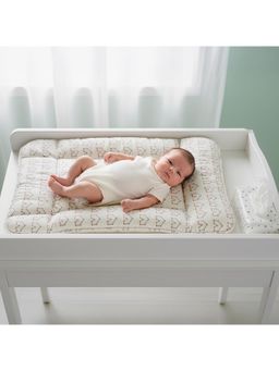 TIDY SLEEP - Off White Printed Cotton Changing Station (0 Months)