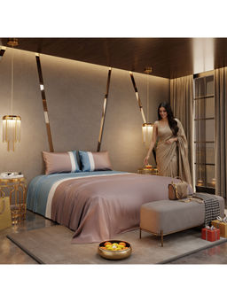 Stoa Paris - Beige Polyester King Bedsheet with 2 Pillow Covers