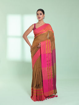 CHARUKRITI - Mustard Cotton Saree with Zari Border with Unstitched Blouse