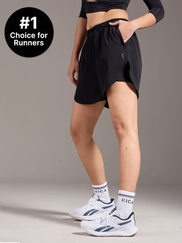 Kica - Quick Dry Running Shorts with Inner Shorts and Zip Pocket – Stride Collection Black